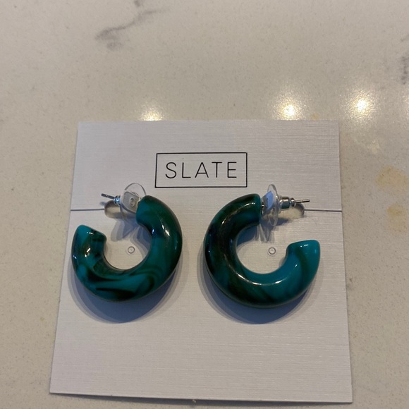 Resin Hoops are high polish gold earrings - Picture 2 of 2